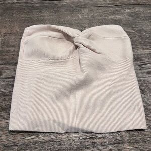 Cream Twist-Front Tube Top